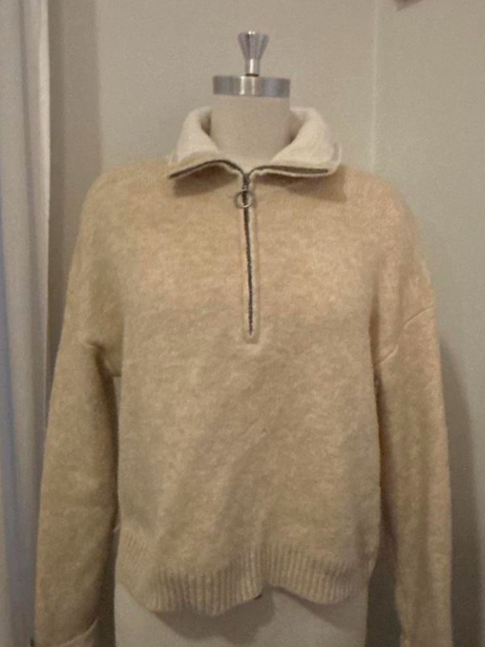 Women's Cream Half-Zip Cozy Pullover Sweater